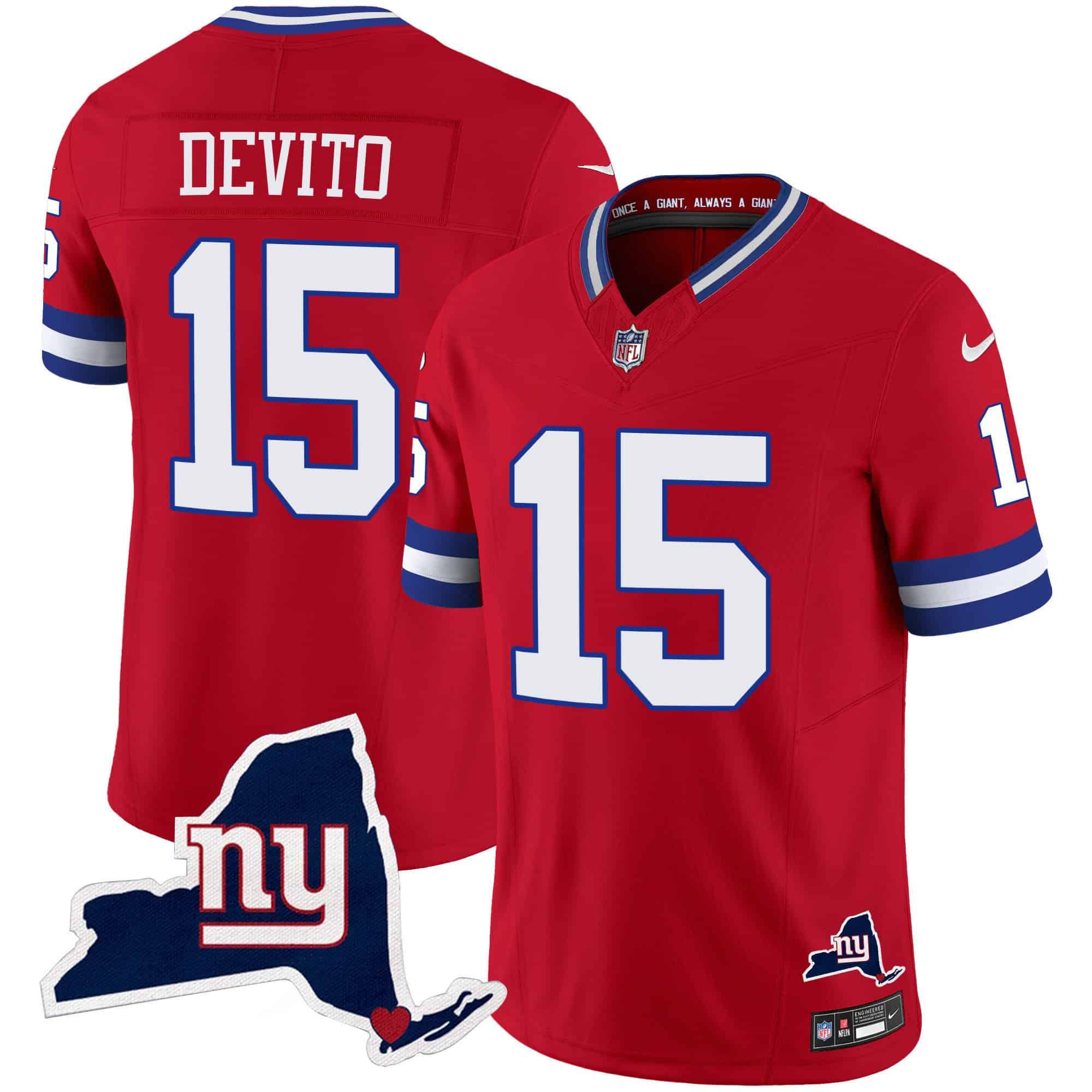 Men New York Giants #15 Devito Red 2024 Nike Map Patch Limited NFL Jersey->indianapolis colts->NFL Jersey